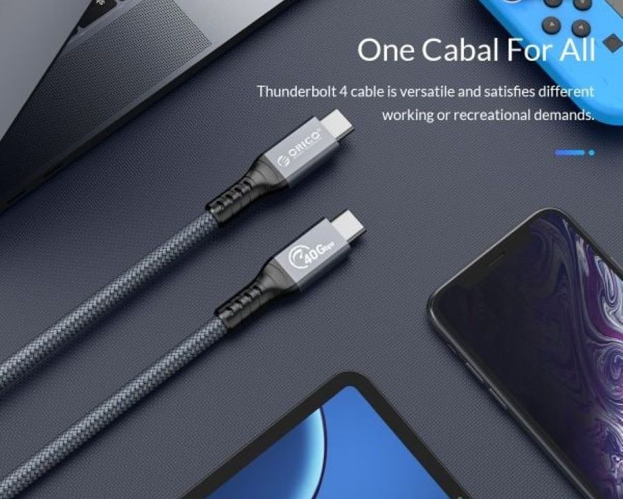 Cáp ThunderBolt 4 8K Type-C dài 0.8m ORICO TBZ4-08-GY-BP