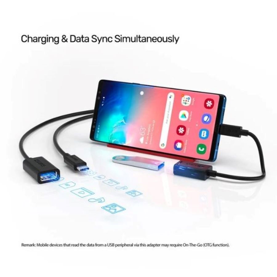 Cáp USB-C sang USB-A 5Gbps dài 0,2m UNITEK Y-C476BK
