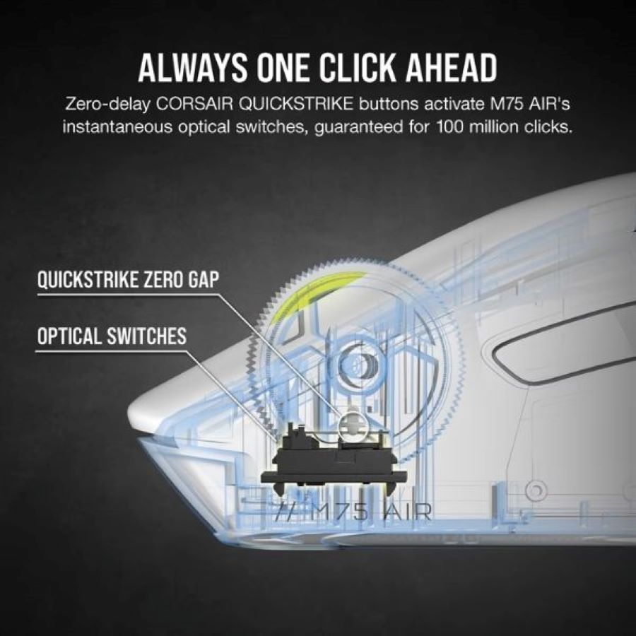 Chuột gaming không dây Corsair M75 Air White CH-931D101-AP