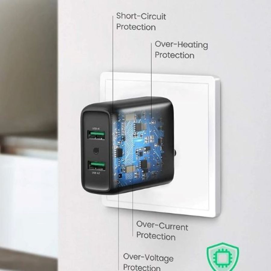 Củ Sạc Nhanh 36W 2 cổng USB Type-A QC 3.0 Ugreen 70151