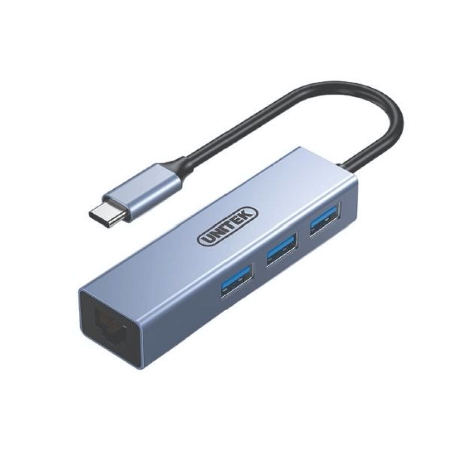 Hub chia 2 Trong 1 Type-C sang USB, LAN UNITEK H312C