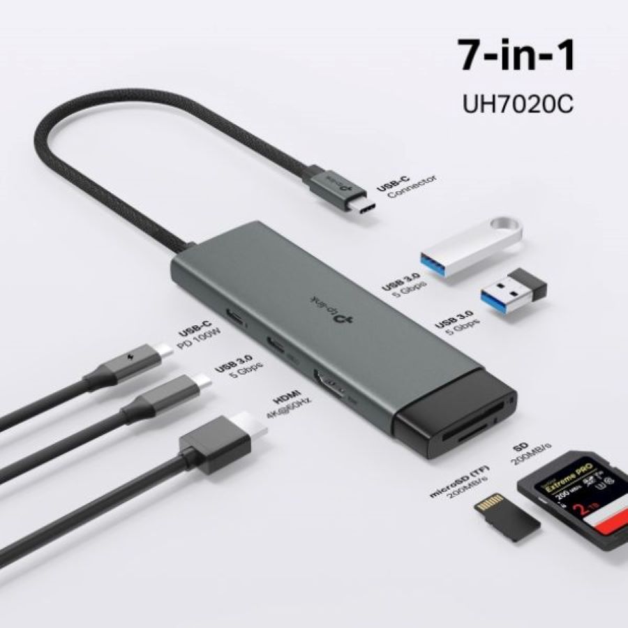 Hub USB Type-c 7 trong 1 4K@60Hz, 5Gbps Tplink UH7020C