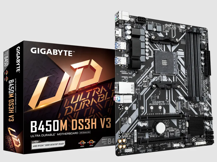 Mainboard Gigabyte B450M DS3H V3 được thiết kế nhỏ gọn, hiện đại