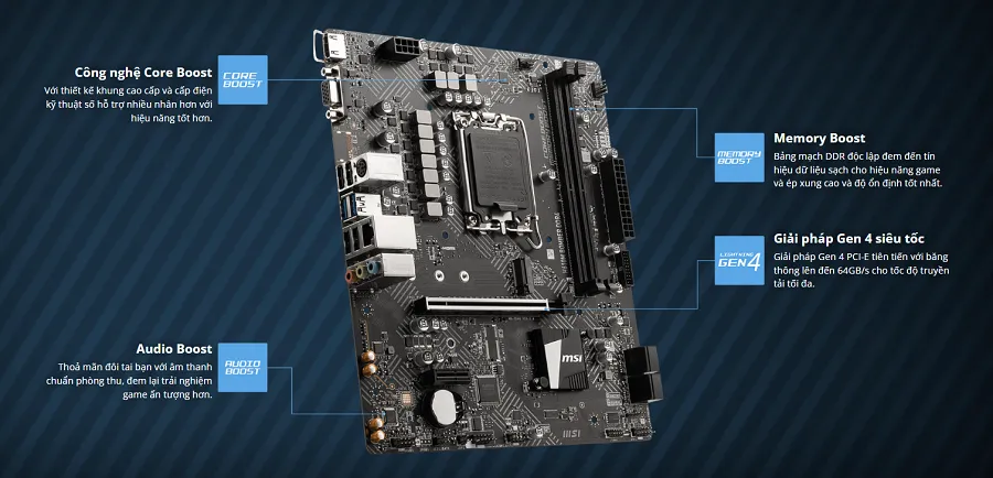 Mainboard MSI H610M BOMBER DDR4 có hiệu năng mạnh mẽ