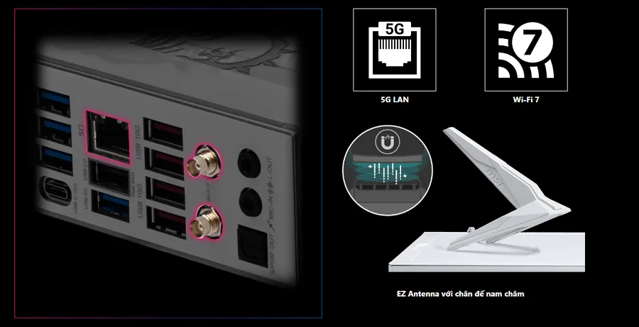 Mainboard MSI MPG Z890 EDGE TI WIFI có công nghệ kết nối hiện đại