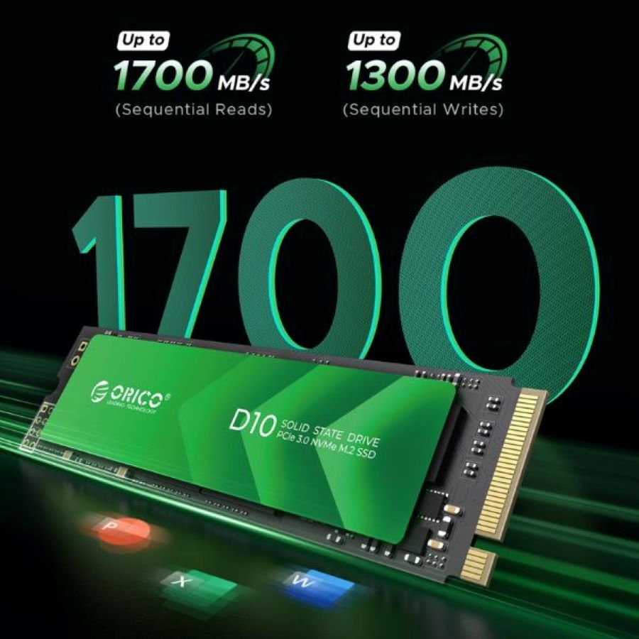 Ổ cứng SSD gắn trong Orico PCIe Gen3x4 M2 NVMe D10 256GB D10-256GB-GR-BP