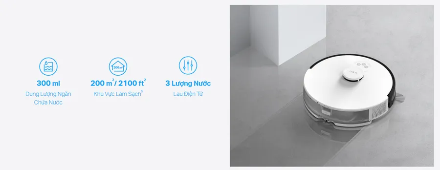 Robot Hút Bụi và Lau Nhà TP-Link Tapo RV30C MOP thời lượng pin trâu