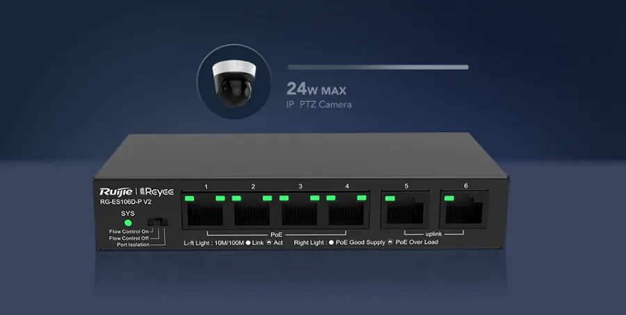 Switch PoE Ruijie RG-ES106D-P V2 cung cấp giải pháp tối ưu cho doanh nghiệp