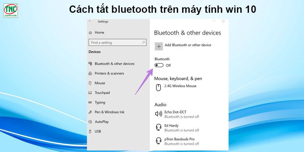 bật bluetooth win 10 pc