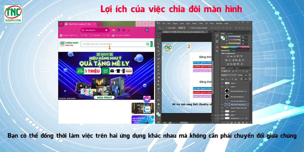 cách chia đôi màn hình trên máy tính