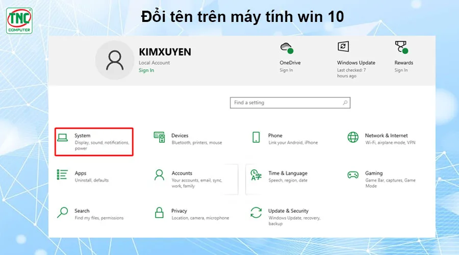 thay tên máy tính win 10