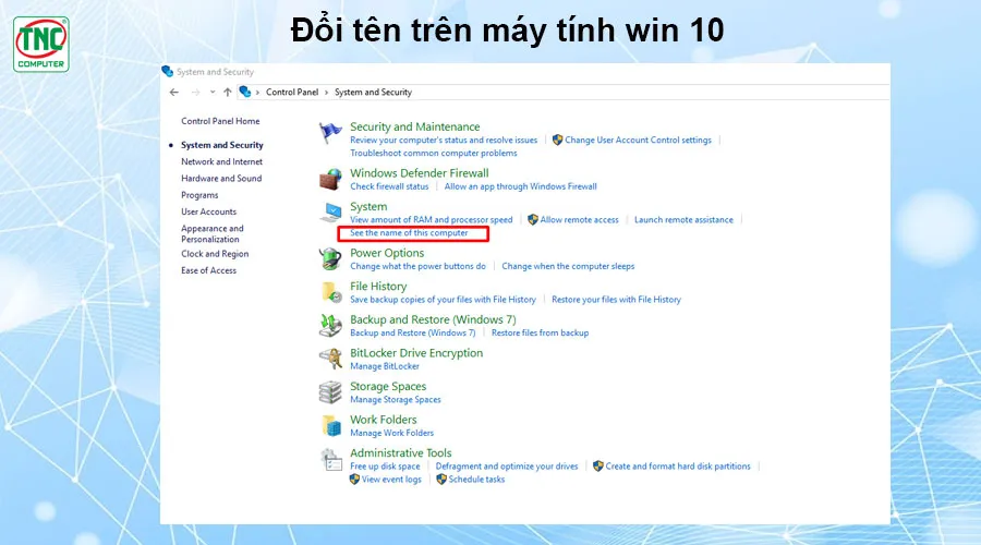 đổi tên trên máy tính win 10