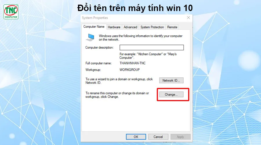 đổi tên máy tính win 10