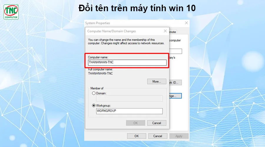 đổi tên laptop win 10