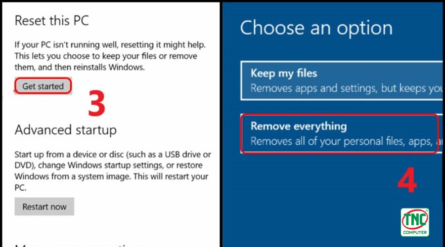 cách reset máy tính win 10 bằng bàn phím