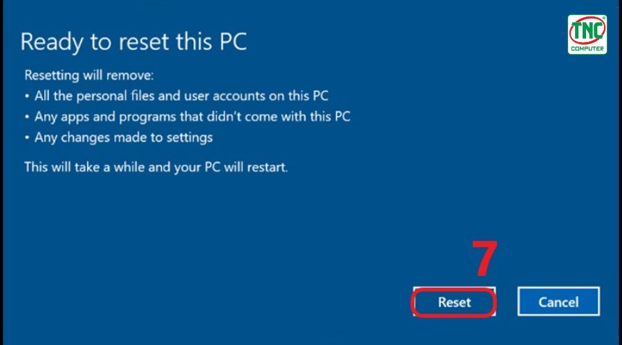 cách reset máy tính win 10 bằng bàn phím