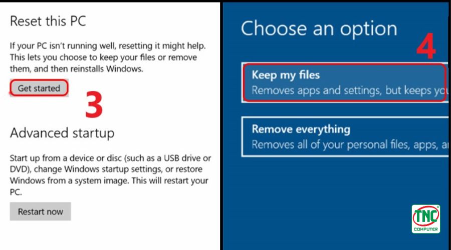 cách reset máy tính win 10 bằng bàn phím