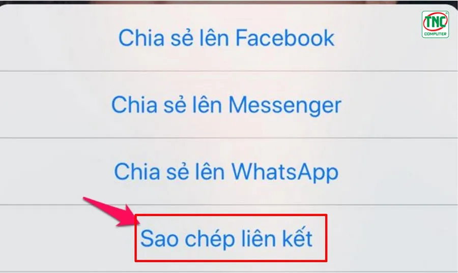 Chọn Sao Chép Liên Kết