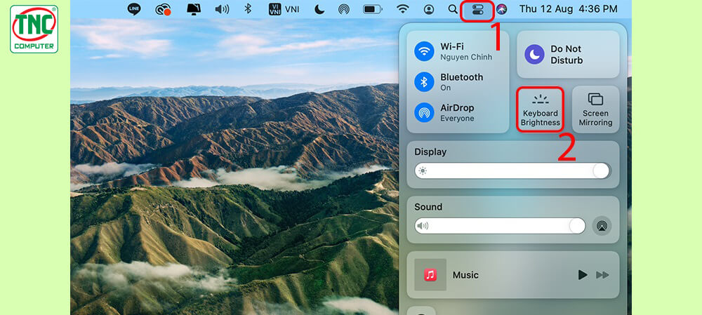 Cách tắt, bật đèn bàn phím laptop trên phần mềm trên MacOS