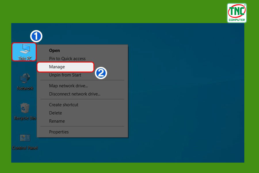 Vào mục My Computer (This PC) > Chọn Manage