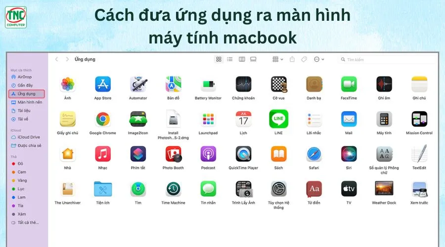 đưa ứng dụng ra ngoài màn hình máy tính