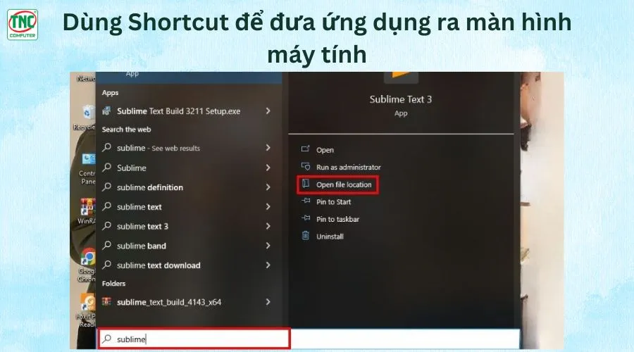 Đưa ứng dụng ra màn hình máy tính win 10