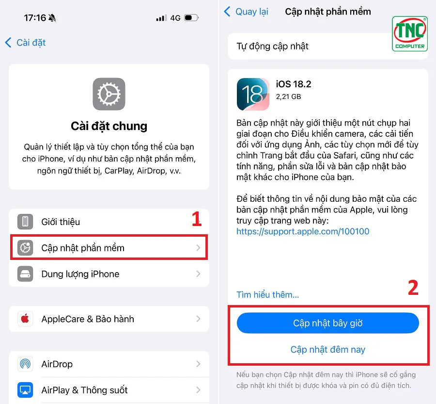Chọn Cập nhật phần mềm