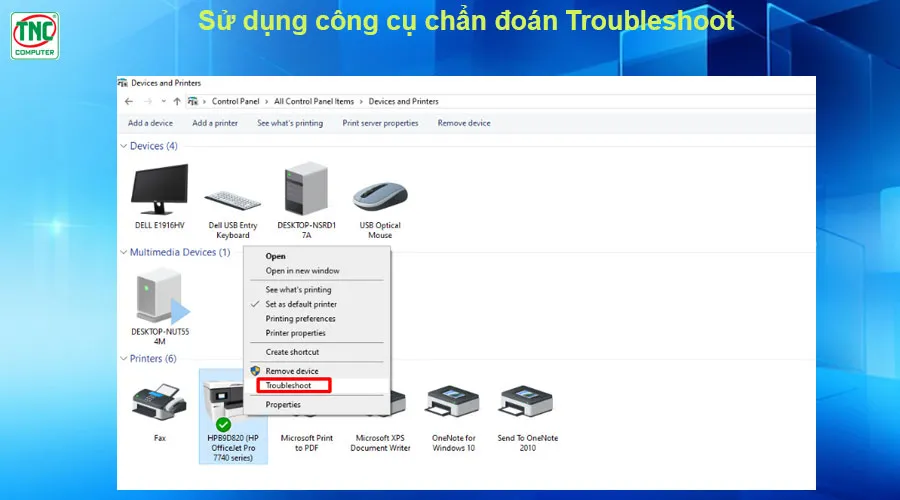 kết nối máy tính với máy in qua mạng lan