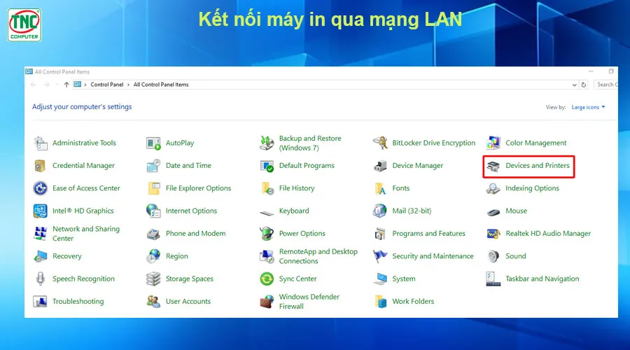 cách cài máy in qua mạng lan