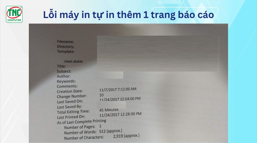Lỗi máy in tự thêm 1 trang