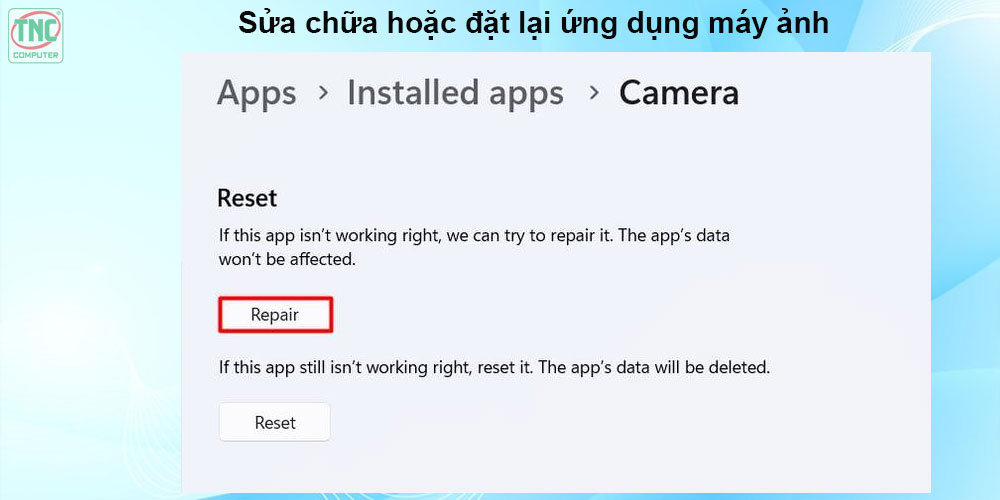 lỗi camera laptop