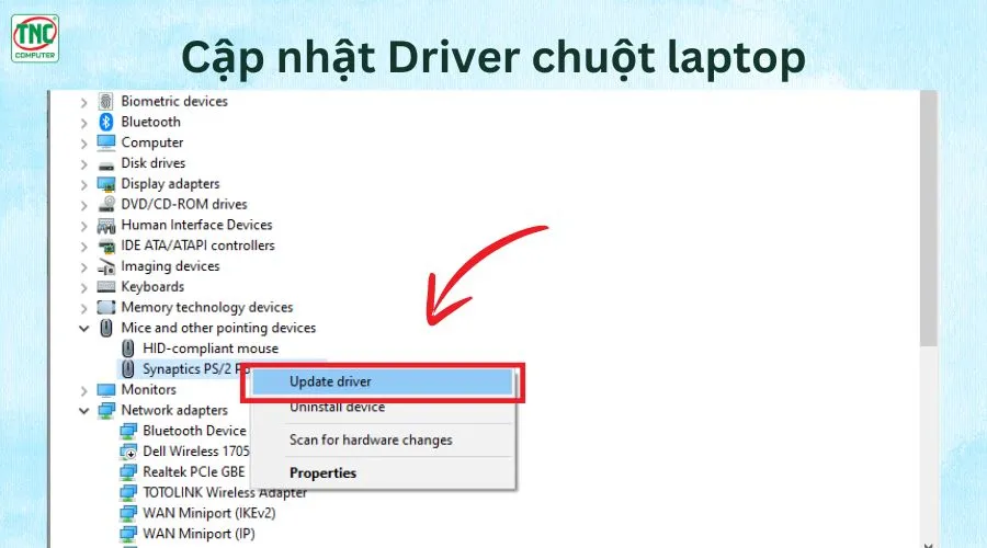 lỗi mất con trỏ chuột trên laptop