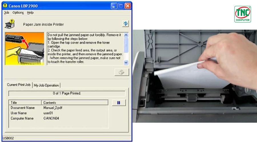 máy in Canon 2900 báo lỗi kẹt giấy