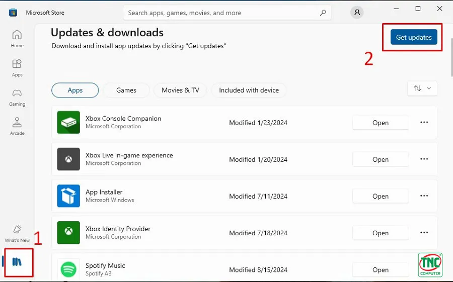 Nhấn vào Get updates