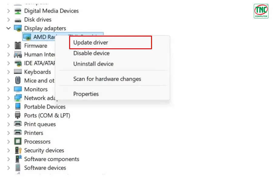 Chọn Update Driver