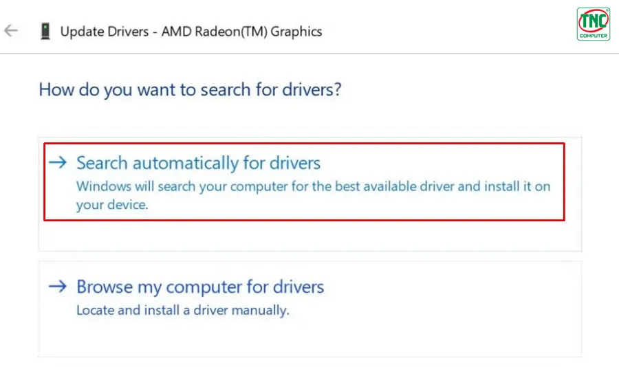 Chọn vào mục Search automatically for drivers