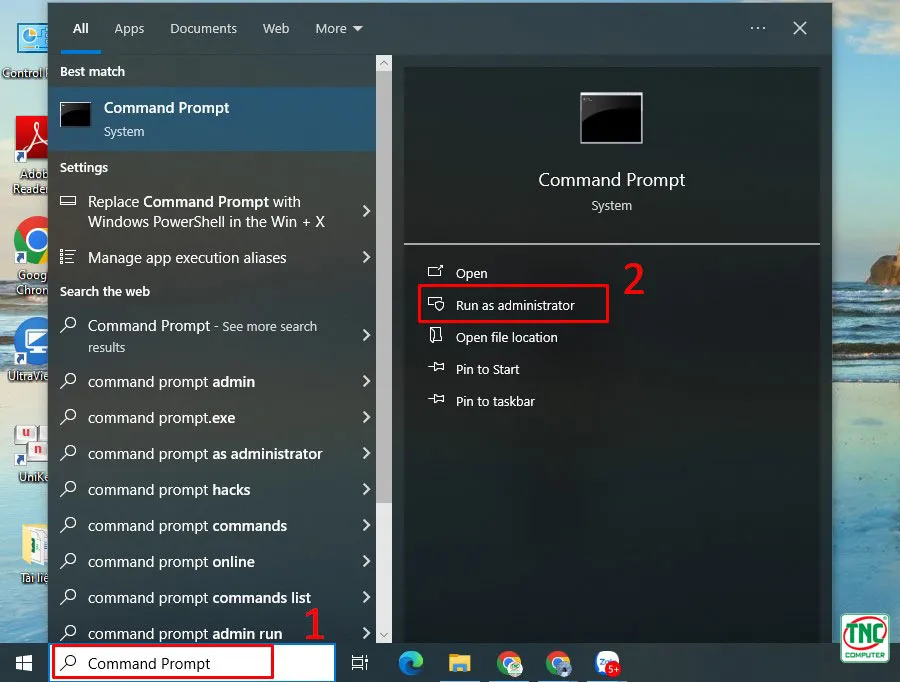 Mở Command Prompt