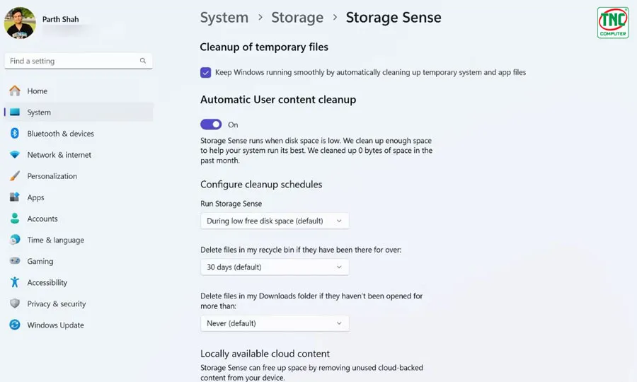 Chọn Run Storage Sense now
