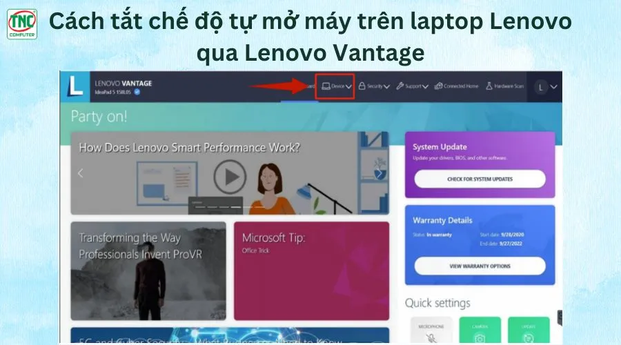 laptop tự bật khi mở nắp Lenovo