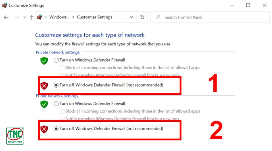 Tắt tường lửa win 10