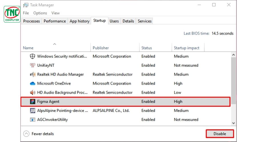 Tắt ứng dụng khởi chạy cùng win 10