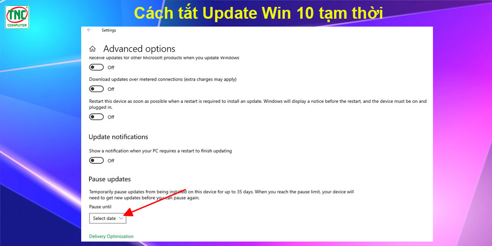 cách tắt chức năng update của win 10