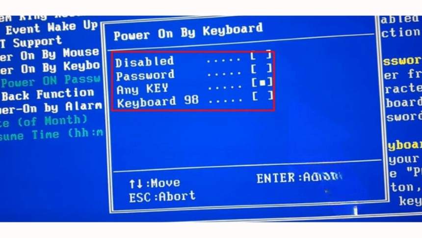 Nhập Password hoặc Keyboard 98