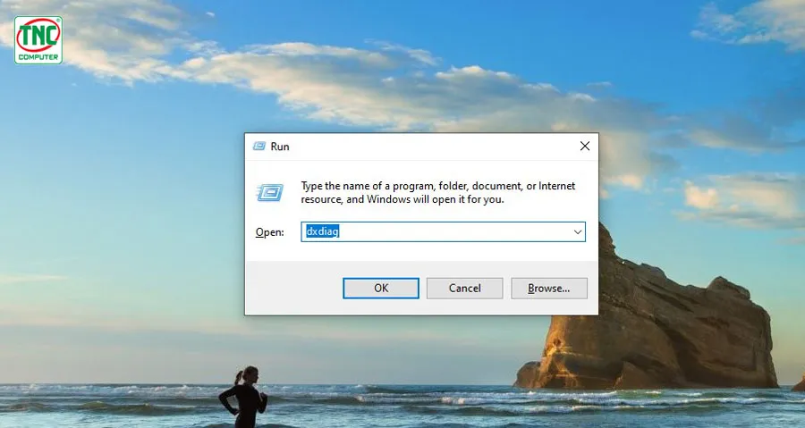 Nhấn tổ hợp phím Windows + R > Nhập “dxdiag”