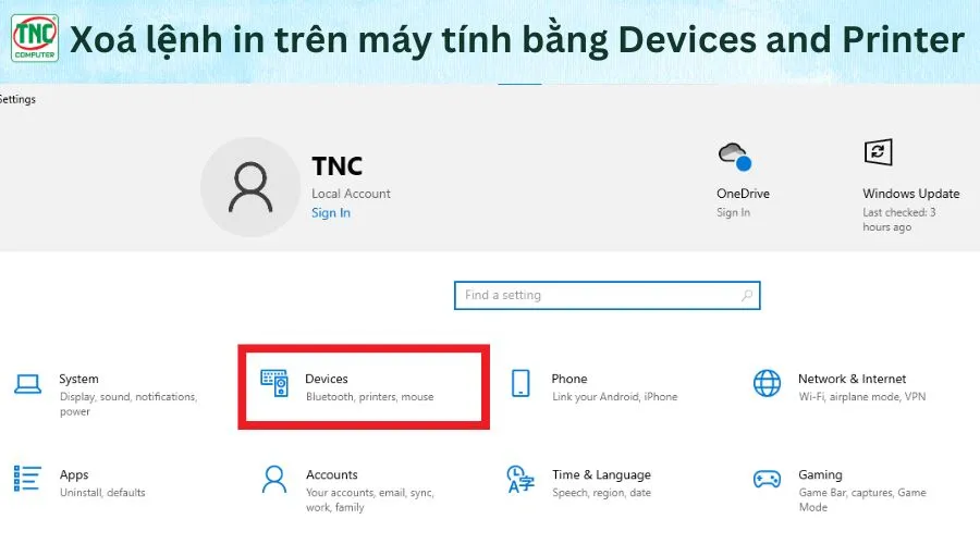 Xóa lệnh in trên máy tính