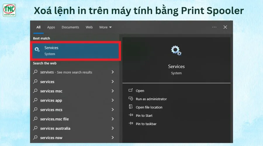 làm sao để xóa lệnh in