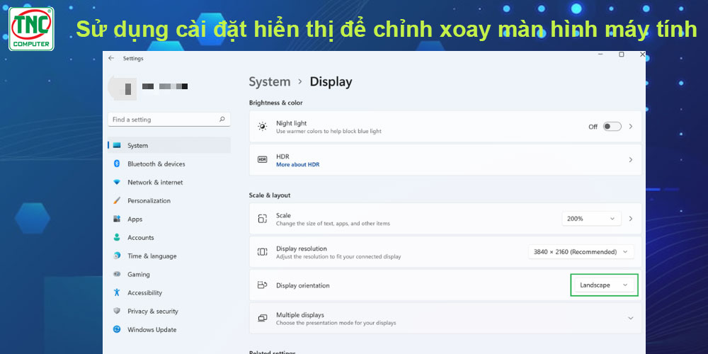 nút xoay màn hình máy tính