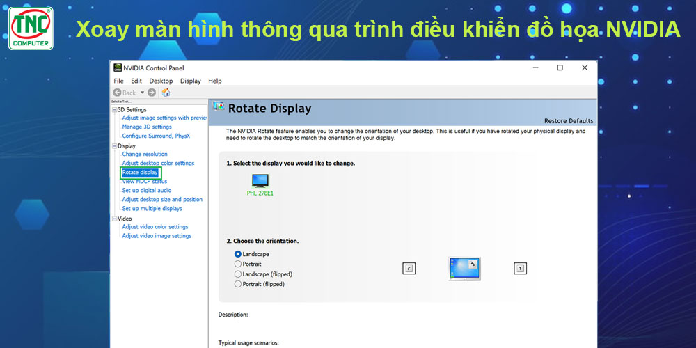 màn hình window bị xoay ngang
