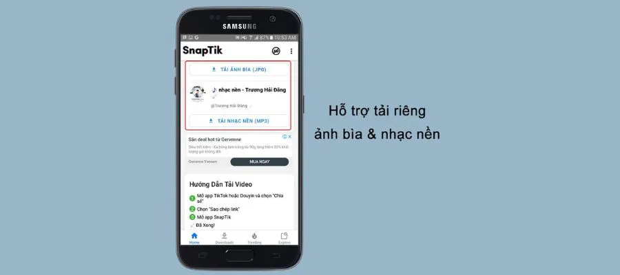 Hỗ trợ tải riêng nhạc và hình nền