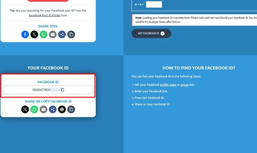 Đăng nhập facebook bằng hình đại diện hoặc ID